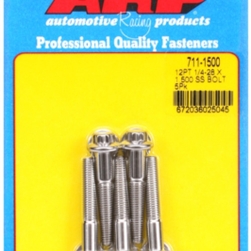 "1/4""-28 x 1.500 12pt SS bolts" (5pcs)