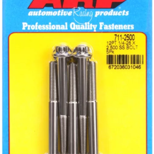 "1/4""-28 x 2.500 12pt SS bolts" (5pcs)