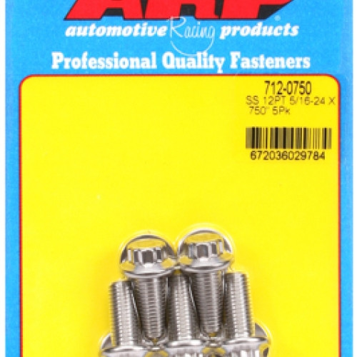 "5/16""-24 x  .750 12pt SS bolts" (5pcs)