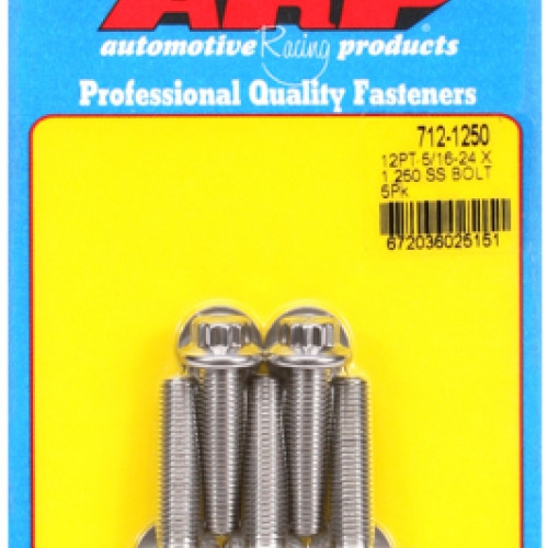 "5/16""-24 x 1.250 12pt SS bolts" (5pcs)