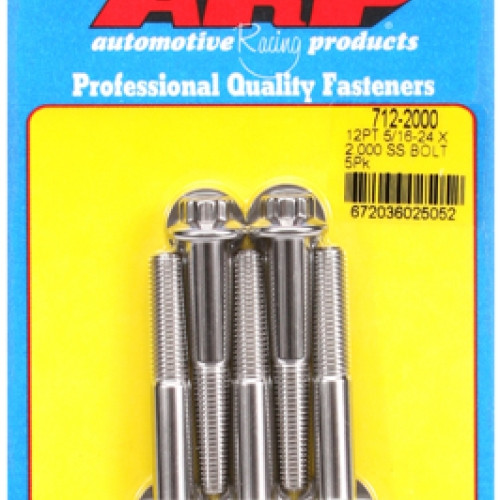 "5/16""-24 x 2.000 12pt SS bolts" (5pcs)