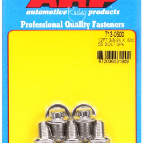 "3/8""-24 x  .500 12pt SS bolts" (5pcs)