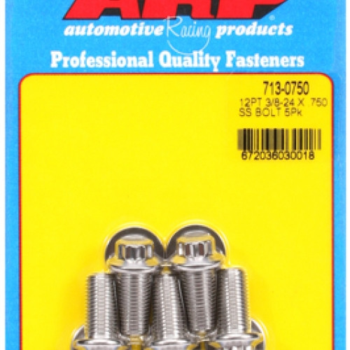"3/8""-24 x  .750 12pt SS bolts" (5pcs)