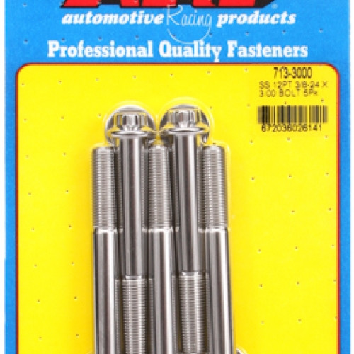 "3/8""-24 x 3.000 12pt SS bolts" (5pcs)