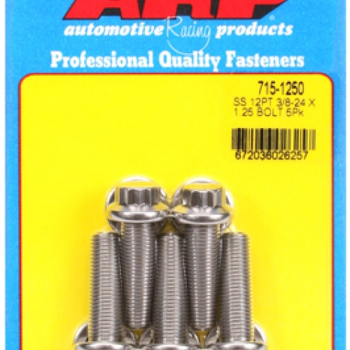 "3/8""-24 x 1.250 12pt 7/16 wrenching SS bolts" (5pcs)