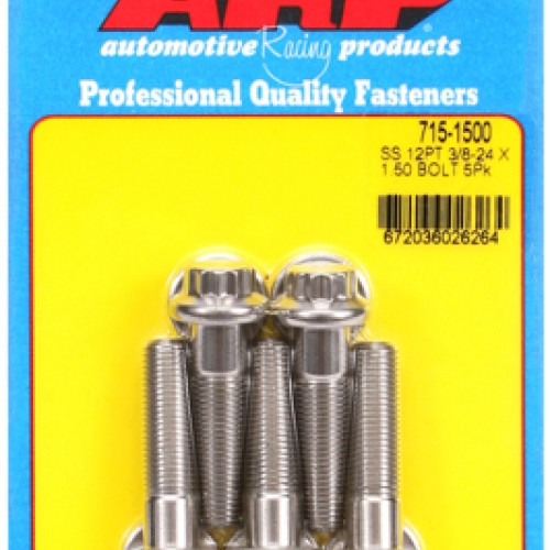 "3/8""-24 x 1.500 12pt 7/16 wrenching SS bolts" (5pcs)