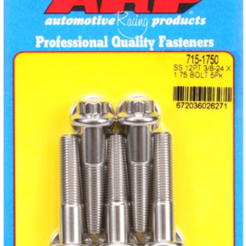 "3/8""-24 x 1.750 12pt 7/16 wrenching SS bolts" (5pcs)