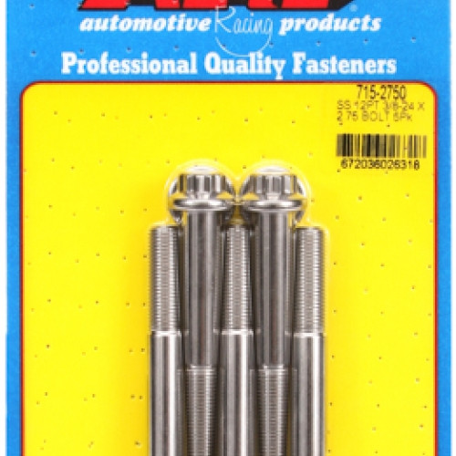 "3/8""-24 x 2.750 12pt 7/16 wrenching SS bolts" (5pcs)