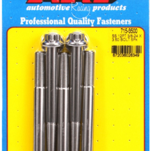 "3/8""-24 x 3.500 12pt 7/16 wrenching SS bolts" (5pcs)