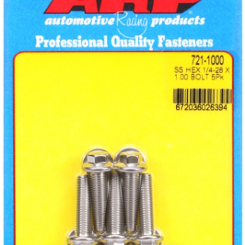 "1/4""-28 x 1.000 hex SS bolts" (5pcs)