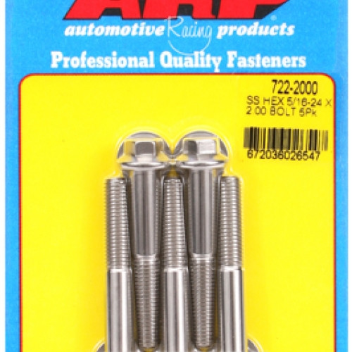 "5/16""-24 x 2.000 hex SS bolts" (5pcs)