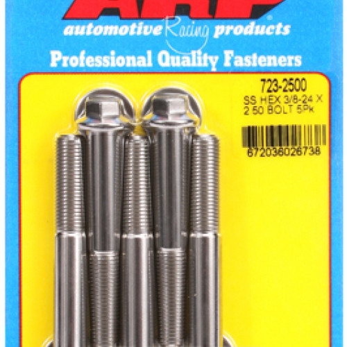 "3/8""-24 x 2.500 hex SS bolts" (5pcs)