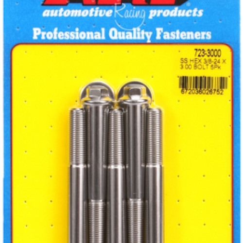"3/8""-24 x 3.000 hex SS bolts" (5pcs)