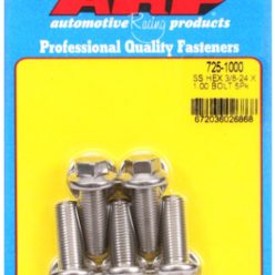   "3/8""-24 x 1.000 hex 7/16 wrenching SS bolts" (5pcs)