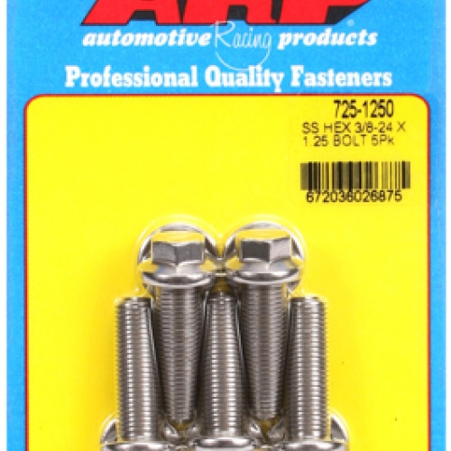 "3/8""-24 x 1.250 hex 7/16 wrenching SS bolts" (5pcs)