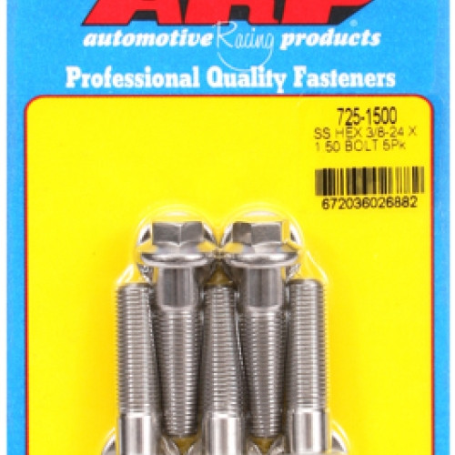 "3/8""-24 x 1.500 hex 7/16 wrenching SS bolts" (5pcs)