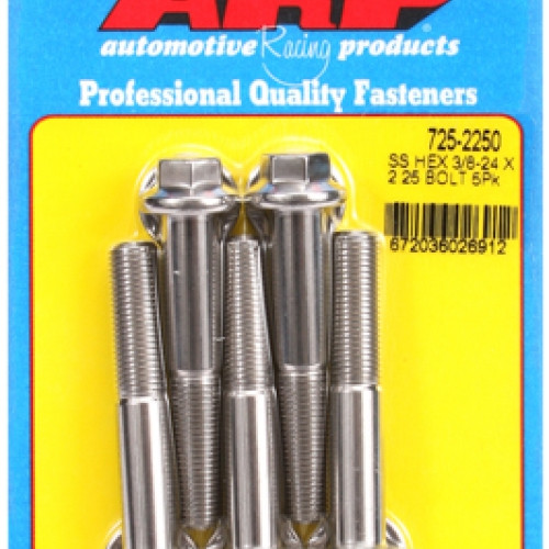"3/8""-24 x 2.250 hex 7/16 wrenching SS bolts" (5pcs)