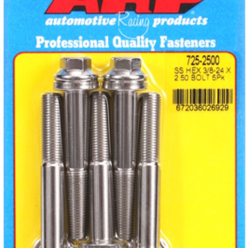 "3/8""-24 x 2.500 hex 7/16 wrenching SS bolts" (5pcs)
