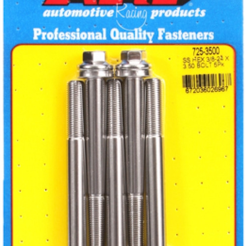 "3/8""-24 x 3.500 hex 7/16 wrenching SS bolts" (5pcs)
