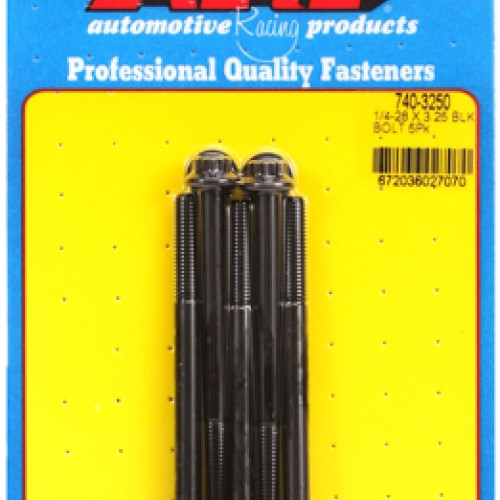 "1/4""-28 x 3.250 12pt black oxide bolts" (5pcs)