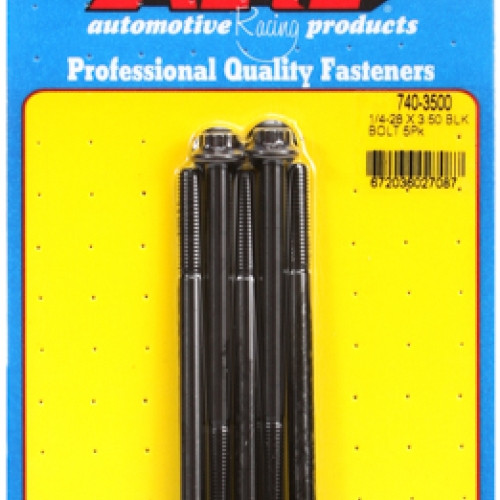 "1/4""-28 x 3.500 12pt black oxide bolts" (5pcs)