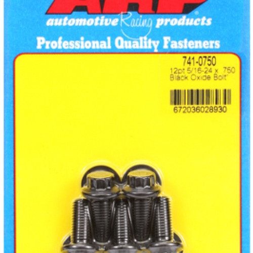 "5/16""-24 x  .750 12pt black oxide bolts" (5pcs)