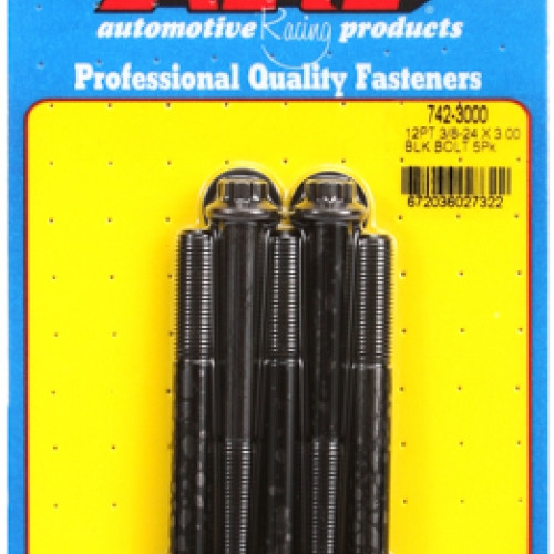 "3/8""-24 x 3.000 12pt black oxide bolts" (5pcs)