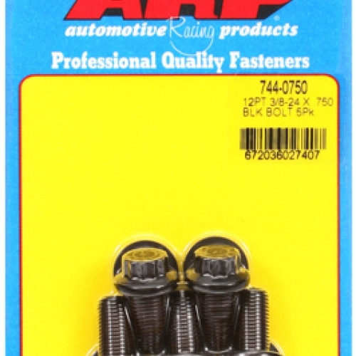 "3/8""-24 x .750 12pt 7/16 wrenching black oxide bolts" 5pcs