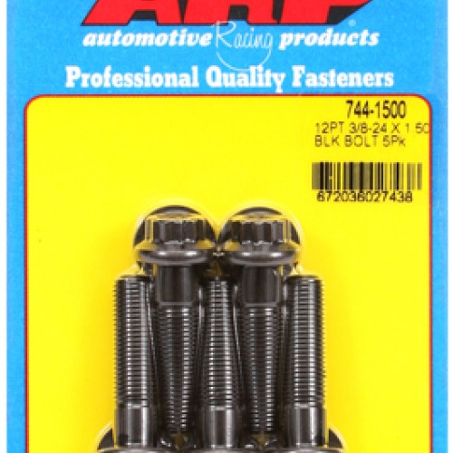 "3/8""-24 x 1.500 12pt 7/16 wrenching black oxide bolts"5pcs