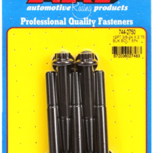 "3/8""-24 x 2.750 12pt 7/16 wrenching black oxide bolts"5pcs