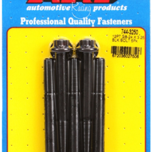 "3/8""-24 x 3.250 12pt 7/16 wrenching black oxide bolts"5pcs