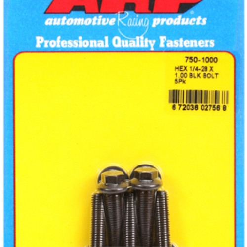 "1/4""-28 x 1.000 hex black oxide bolts" (5pcs)