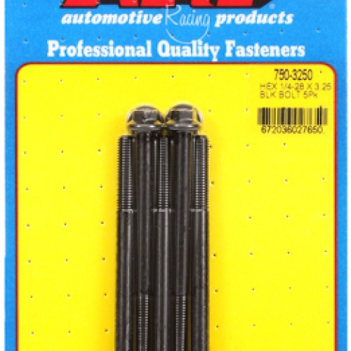 "1/4""-28 x 3.250 hex black oxide bolts" (5pcs)