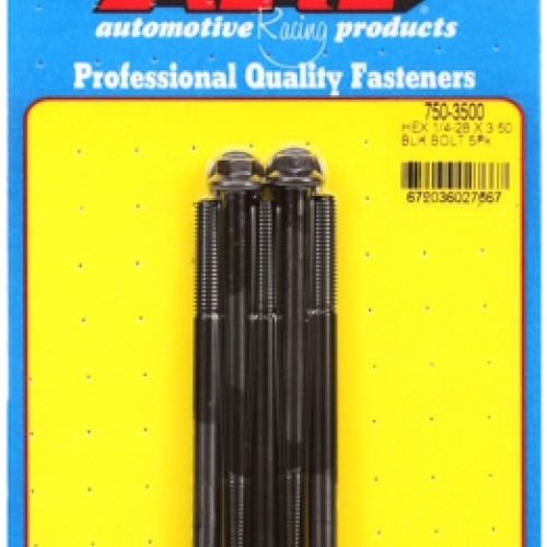 "1/4""-28 x 3.500 hex black oxide bolts" (5pcs)