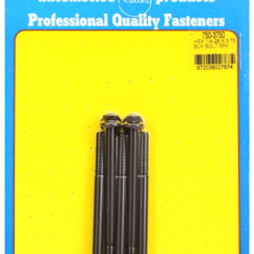 "1/4""-28 x 3.750 hex black oxide bolts" (5pcs)