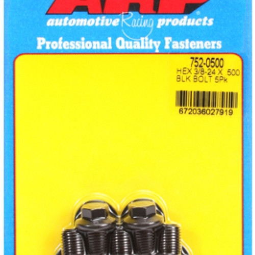 "3/8""-24 x  .500 hex black oxide bolts" (5pcs)