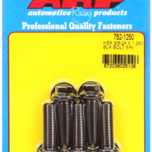 "3/8""-24 x 1.250 hex black oxide bolts" (5pcs)