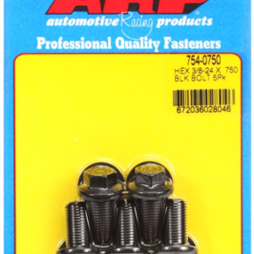 "3/8""-24 x  .750 hex 7/16 wrenching black oxide bolts" 5pcs