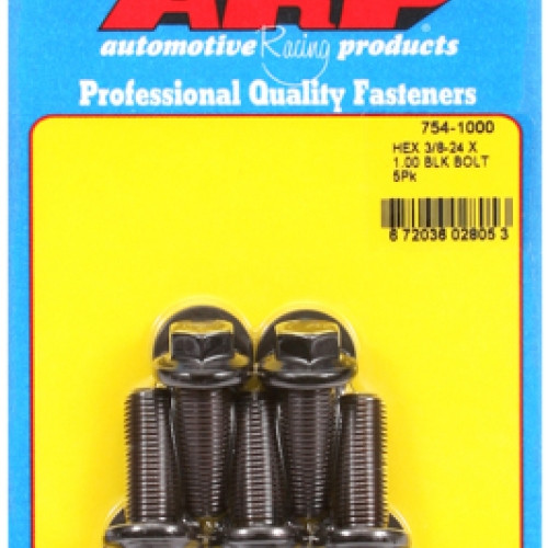 "3/8""-24 x 1.000 hex 7/16 wrenching black oxide bolts" 5pcs