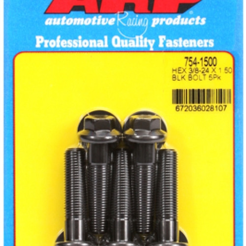 "3/8""-24 x 1.500 hex 7/16 wrenching black oxide bolts" 5pcs