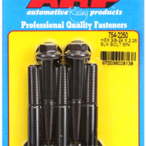 "3/8""-24 x 2.250 hex 7/16 wrenching black oxide bolts" 5pcs