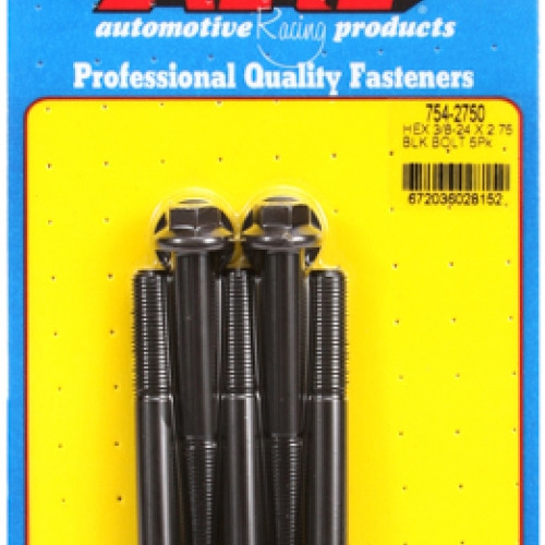 "3/8""-24 x 2.750 hex 7/16 wrenching black oxide bolts" 5pcs