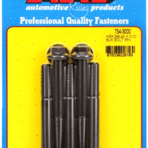 "3/8""-24 x 3.000 hex 7/16 wrenching black oxide bolts" 5pcs