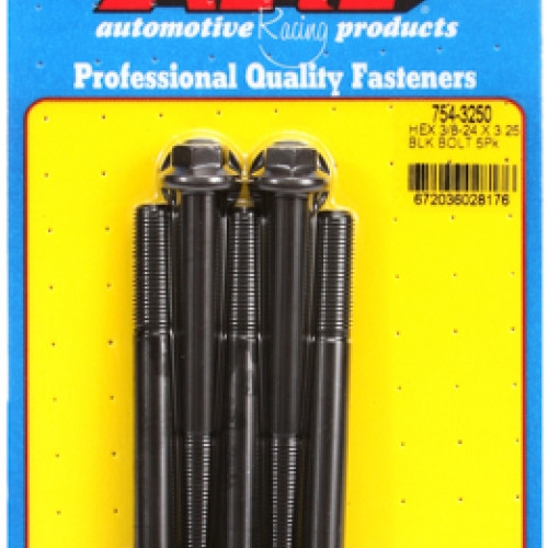 "3/8""-24 x 3.250 hex 7/16 wrenching black oxide bolts" 5pcs