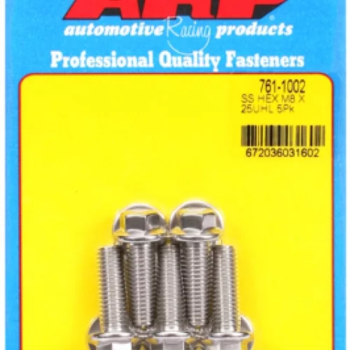 M8 x 1.25 x 25 hex SS bolts (5pcs)