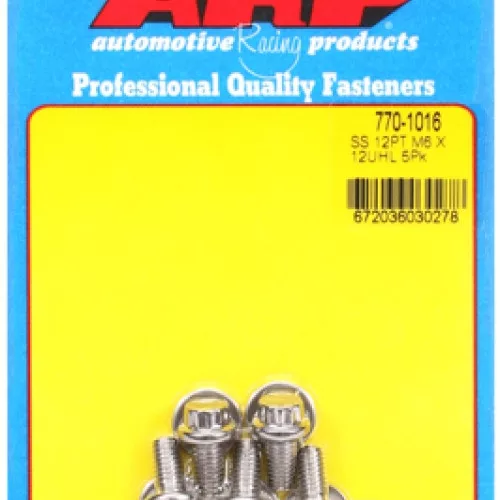 M6 x 1.00 x 12  12pt SS bolts (5pcs)