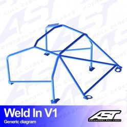   Roll Cage CITROËN C2 (Phase 1/2 ) 3-doors Hatchback WELD IN V1