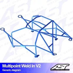   Bukóketrec Peugeot 206 3 ajtós hatchback – többpontos, hegesztett beépítés, V2