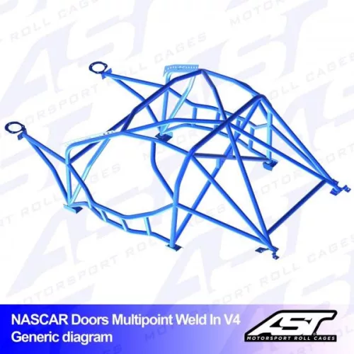 Bukóketrec BMW (E46) 3 ajtós kupé RWD – többpontos, hegesztett beépítés, NASCAR-ajtó, V4