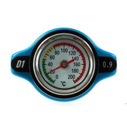 D1Spec Radiator cap with thermometer 15mm 0.9 Bar Blue